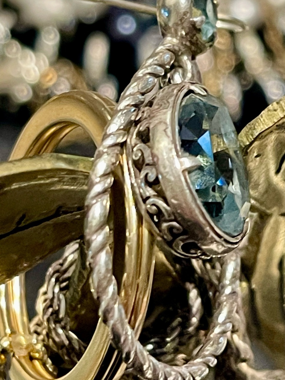 Brighton Swarovski Blue Crystal Teardrop Rope Hoop Earrings - Picture 3 of 5